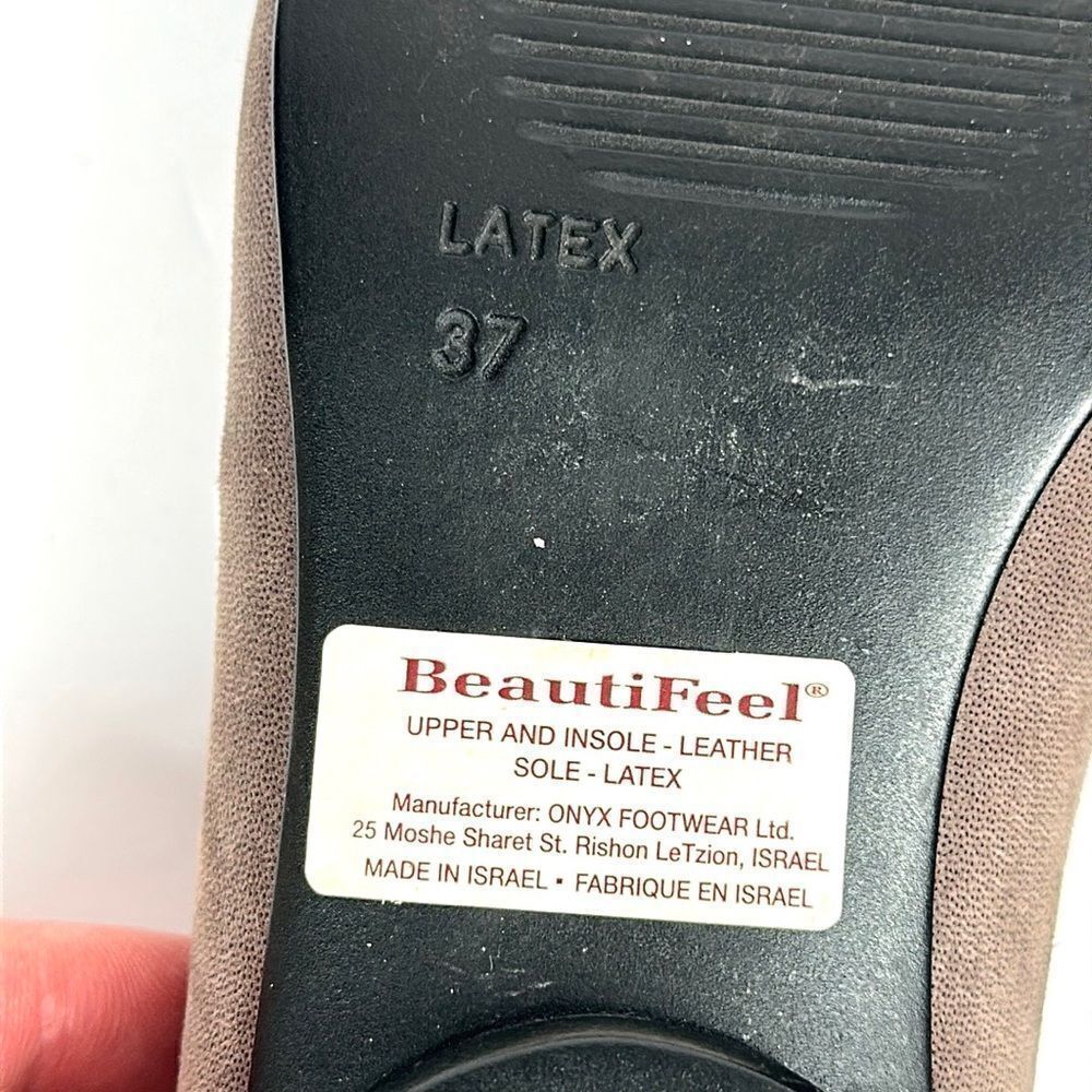 BeautiFeel Alexa Taupe Suede Leather Flats Shoes with Rosette Details 37 US 6,5 - Picture 14 of 15